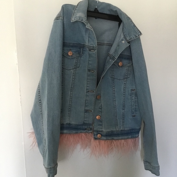 Other - Girls denim jacket with feather hem